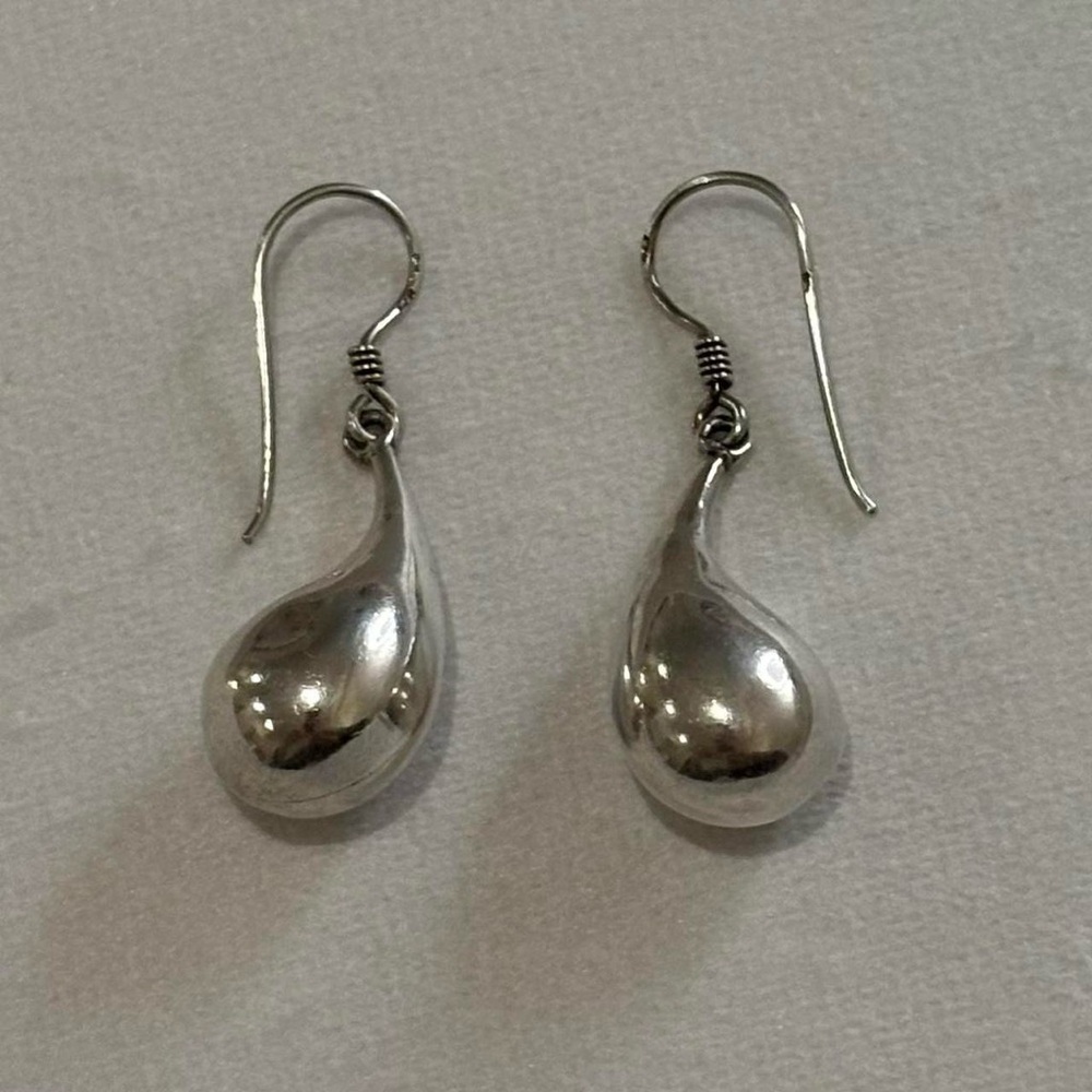 Vintage HBB 925 Sterling Silver Dangly Elongated Drop Teardrop Earrings